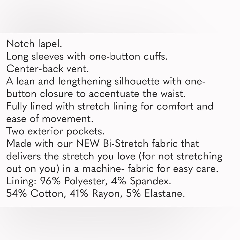 Banana Republic Long and Lean blazer, bi-stretch - Picture 4 of 11